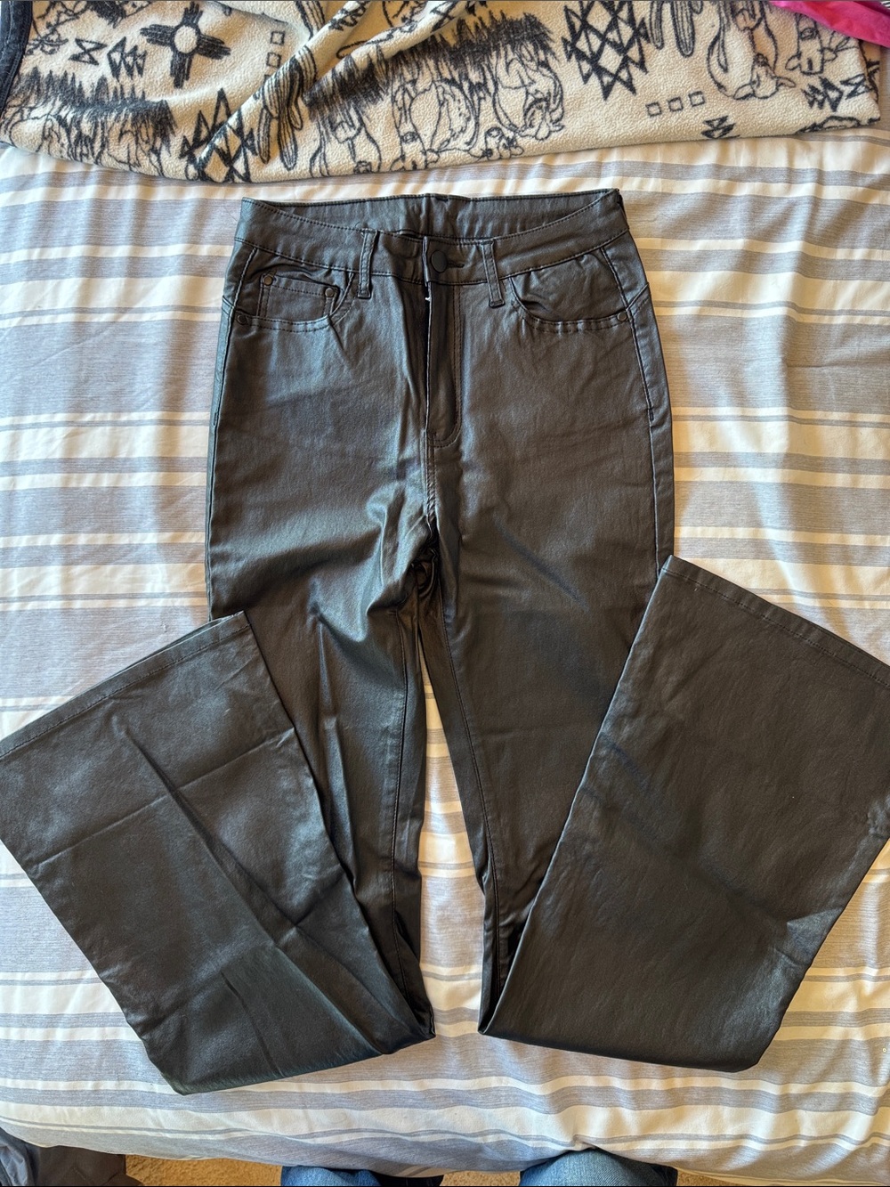 NWOT Faux Leather Bell Bottom Pants